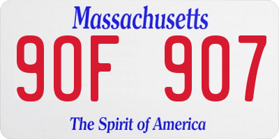 MA license plate 9OF907