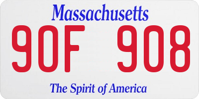 MA license plate 9OF908