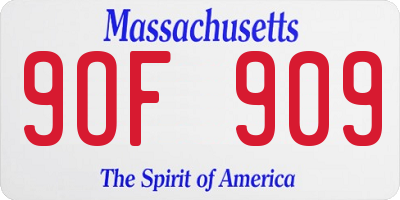 MA license plate 9OF909