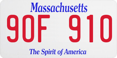MA license plate 9OF910