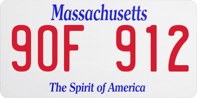 MA license plate 9OF912