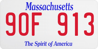 MA license plate 9OF913