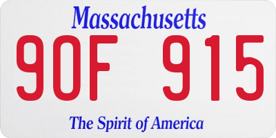 MA license plate 9OF915
