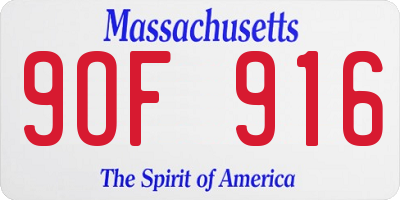 MA license plate 9OF916
