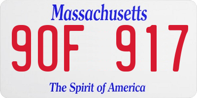 MA license plate 9OF917