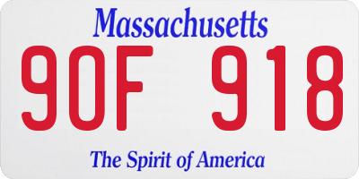 MA license plate 9OF918