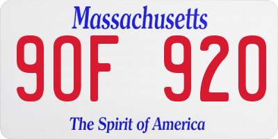 MA license plate 9OF920