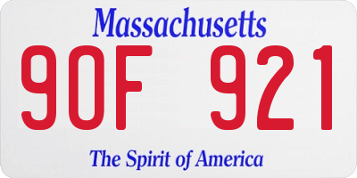 MA license plate 9OF921
