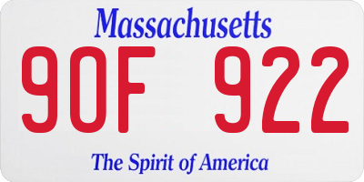 MA license plate 9OF922
