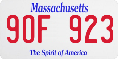 MA license plate 9OF923