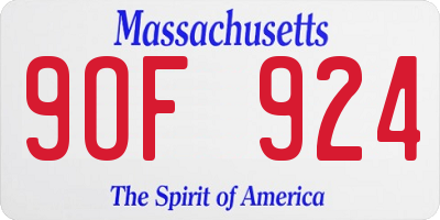 MA license plate 9OF924