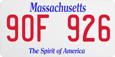 MA license plate 9OF926