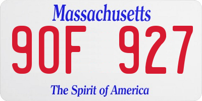 MA license plate 9OF927