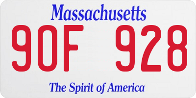 MA license plate 9OF928