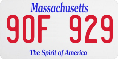 MA license plate 9OF929