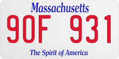 MA license plate 9OF931