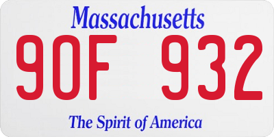MA license plate 9OF932