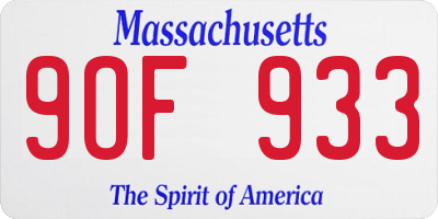 MA license plate 9OF933