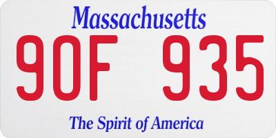 MA license plate 9OF935