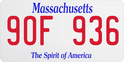 MA license plate 9OF936