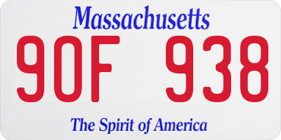 MA license plate 9OF938