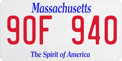 MA license plate 9OF940
