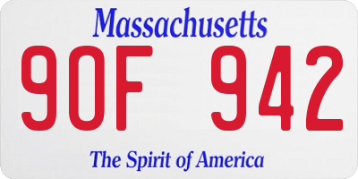 MA license plate 9OF942