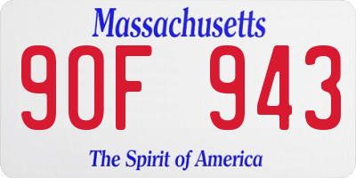 MA license plate 9OF943