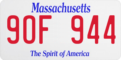 MA license plate 9OF944
