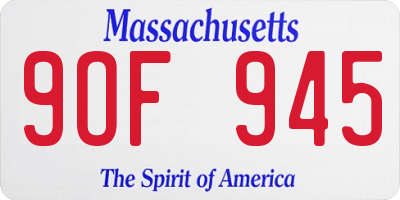 MA license plate 9OF945