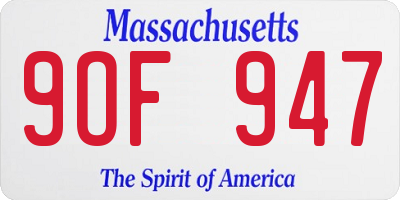 MA license plate 9OF947