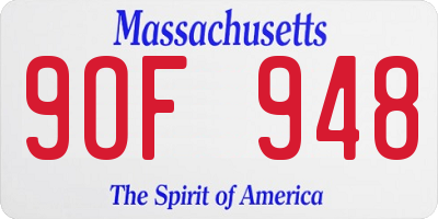 MA license plate 9OF948