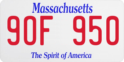 MA license plate 9OF950