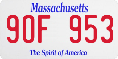 MA license plate 9OF953
