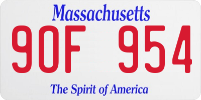 MA license plate 9OF954