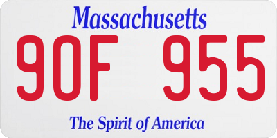 MA license plate 9OF955