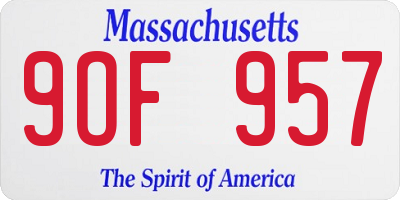 MA license plate 9OF957