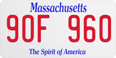 MA license plate 9OF960