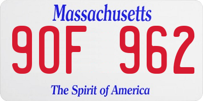 MA license plate 9OF962