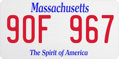 MA license plate 9OF967