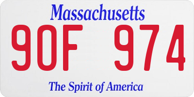 MA license plate 9OF974