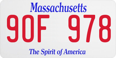 MA license plate 9OF978