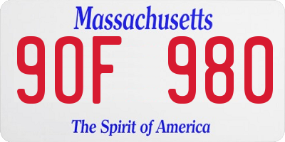 MA license plate 9OF980