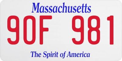 MA license plate 9OF981