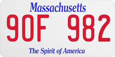 MA license plate 9OF982