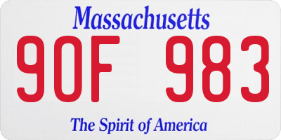 MA license plate 9OF983