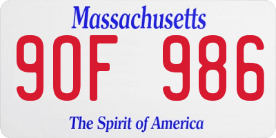 MA license plate 9OF986