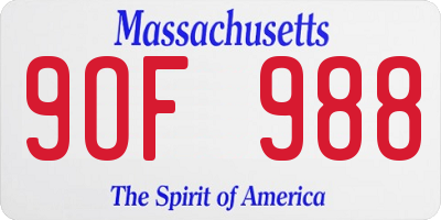 MA license plate 9OF988