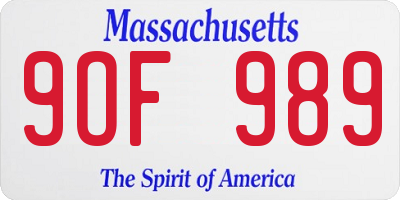 MA license plate 9OF989