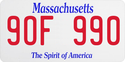 MA license plate 9OF990